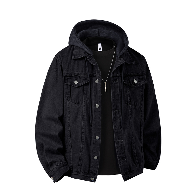 Retro Gaming Jacket - Men Hooded Denim Jacket Men Streetwear