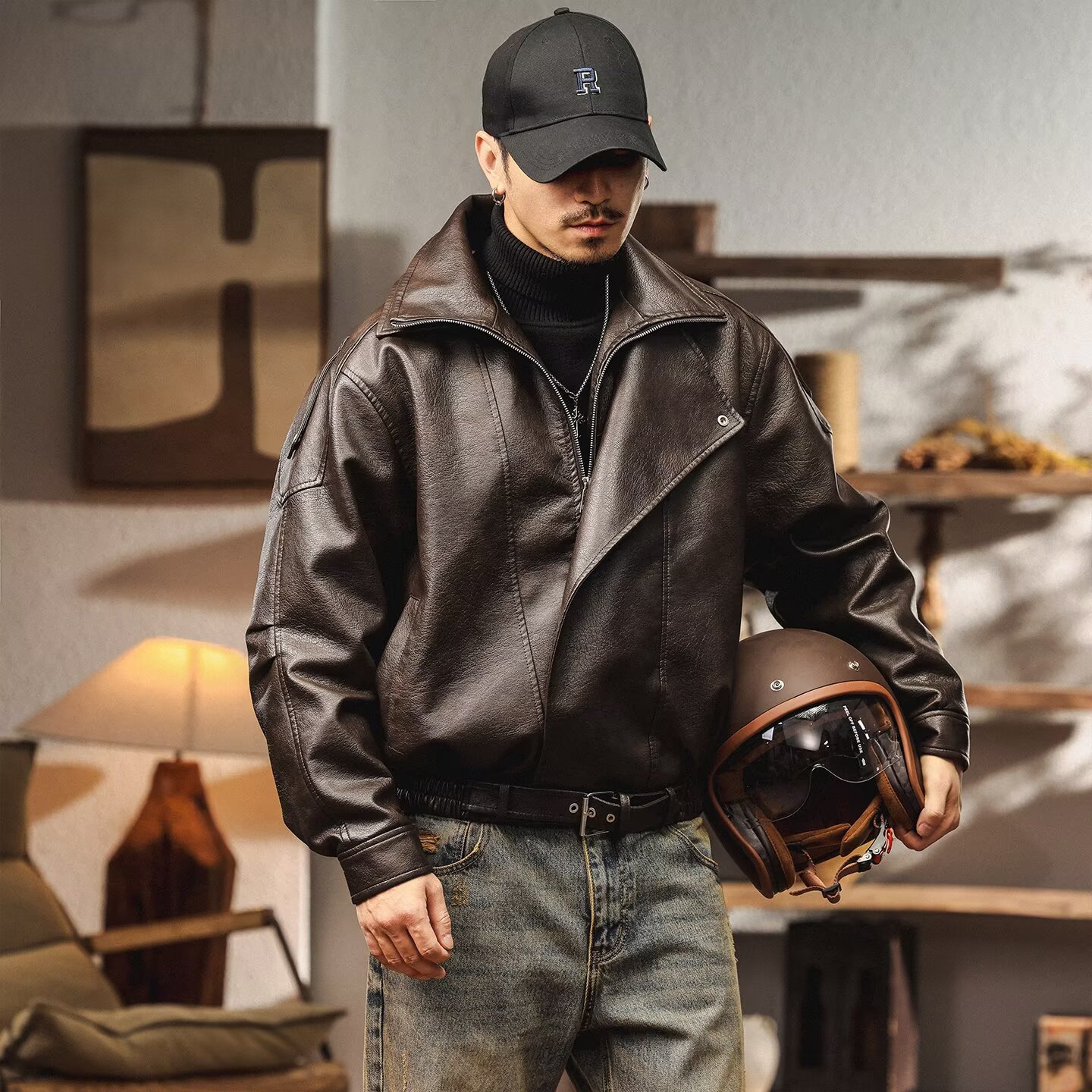 PU Leather American Retro Men' - Retro Gaming Jacket 评论和价格