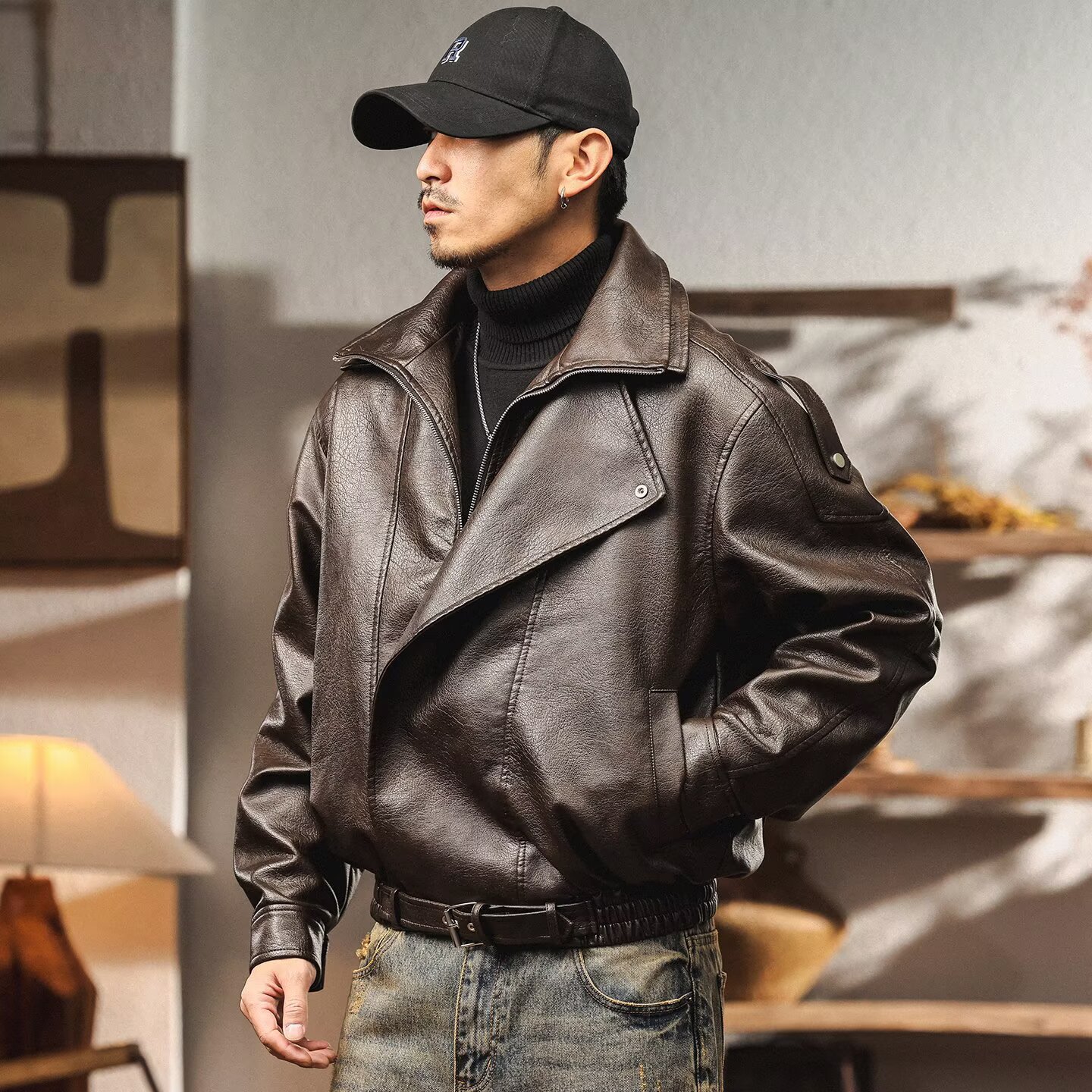 PU Leather American Retro Men' - Retro Gaming Jacket 评论和价格
