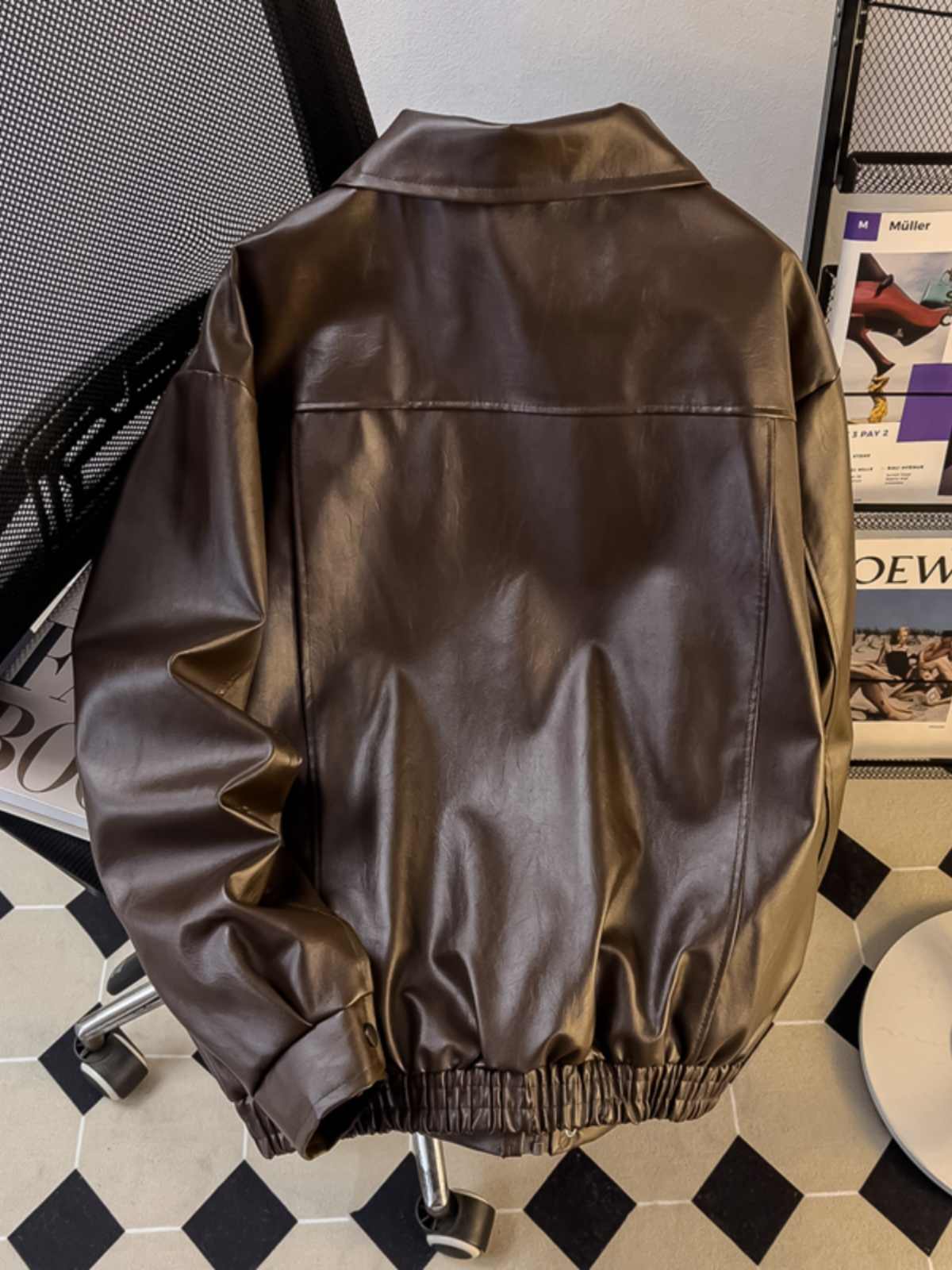 American Retro PU Leather Coat - Retro Gaming Jacket 评论和价格