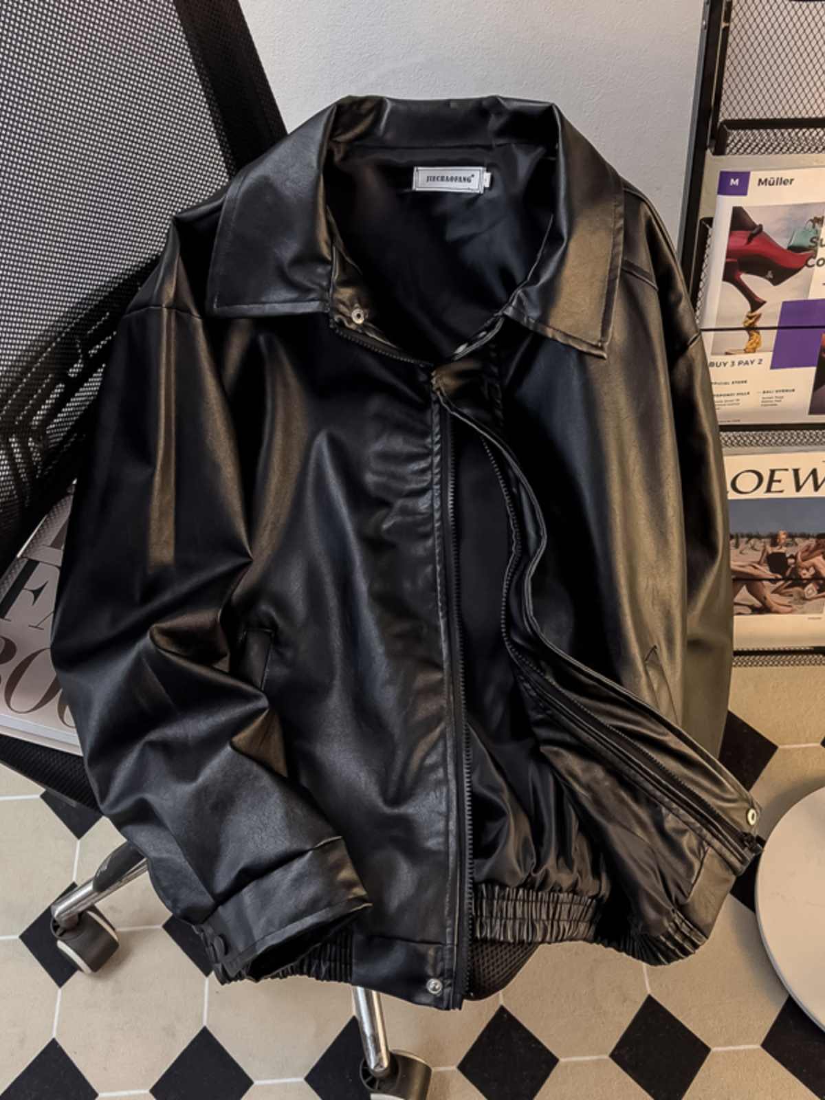American Retro PU Leather Coat - Retro Gaming Jacket 评论和价格