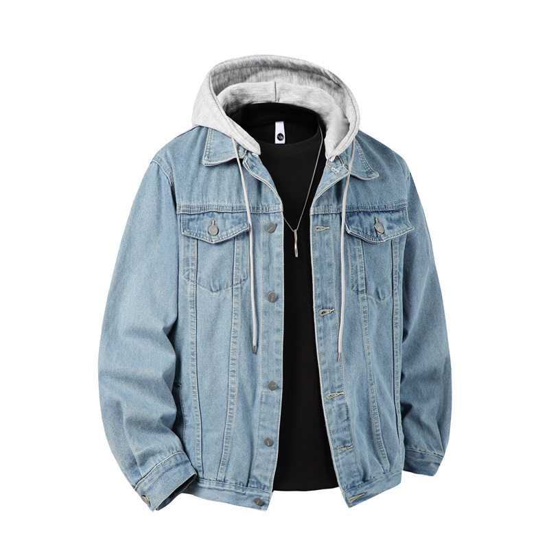 Men Hooded Denim Jacket Men St - Retro Gaming Jacket 评论和价格