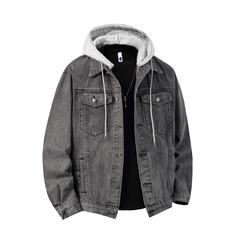 Men Hooded Denim Jacket Men St - Retro Gaming Jacket 评论和价格