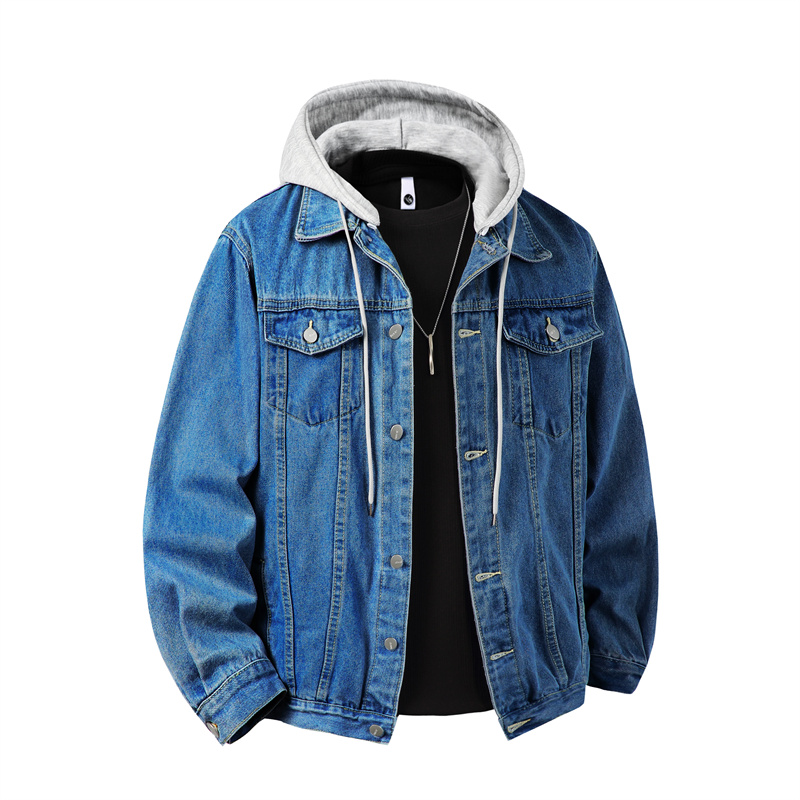 Men Hooded Denim Jacket Men St - Retro Gaming Jacket 评论和价格