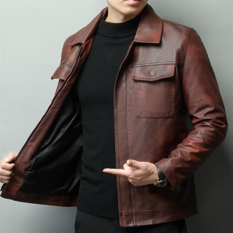 Vintage Brown Cowhide Leather  - Retro Gaming Jacket 评论和价格