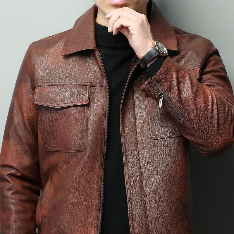 Vintage Brown Cowhide Leather  - Retro Gaming Jacket 评论和价格